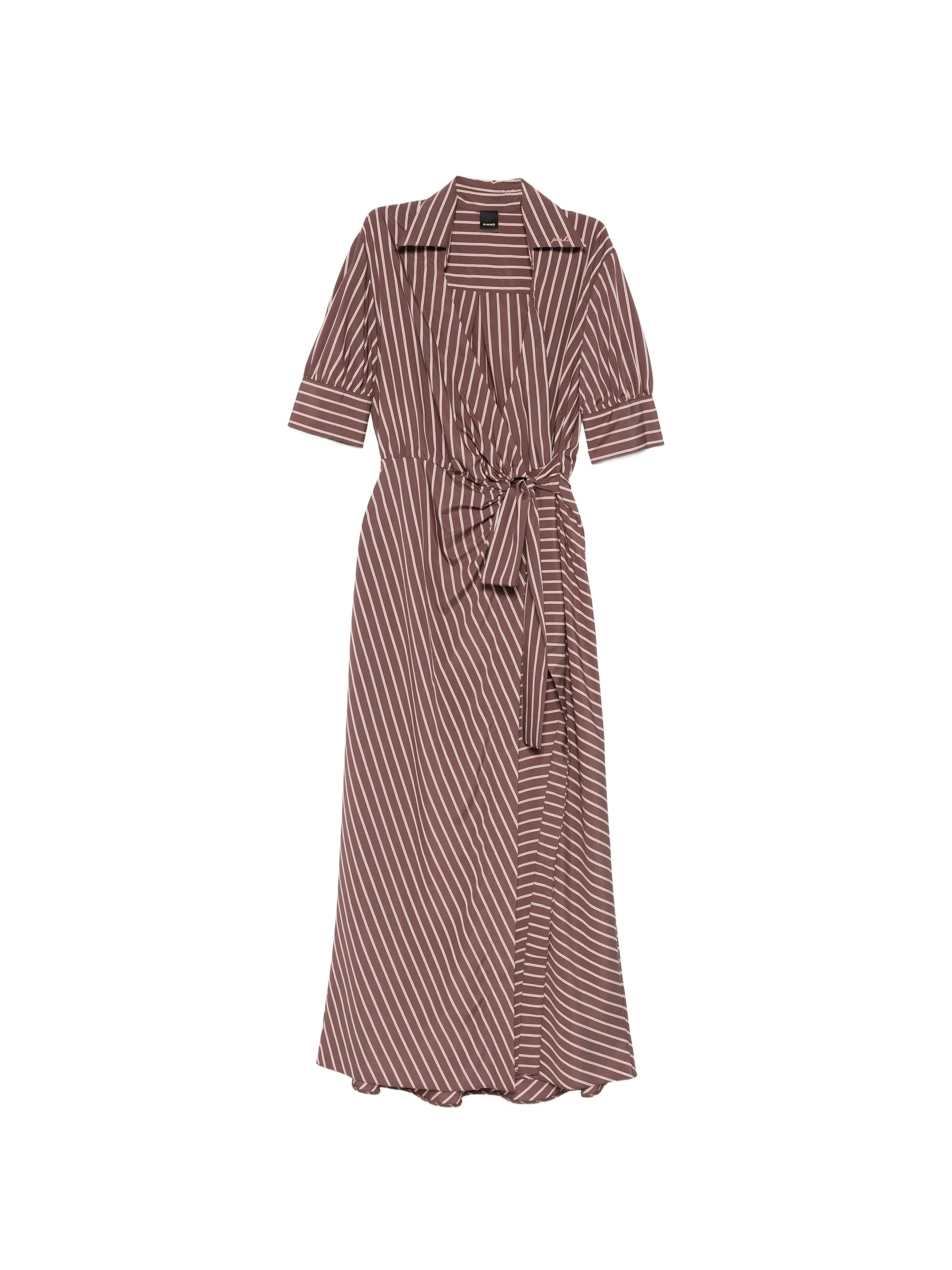 Pinko Pinko Long Wrap Dress With Striped Pattern