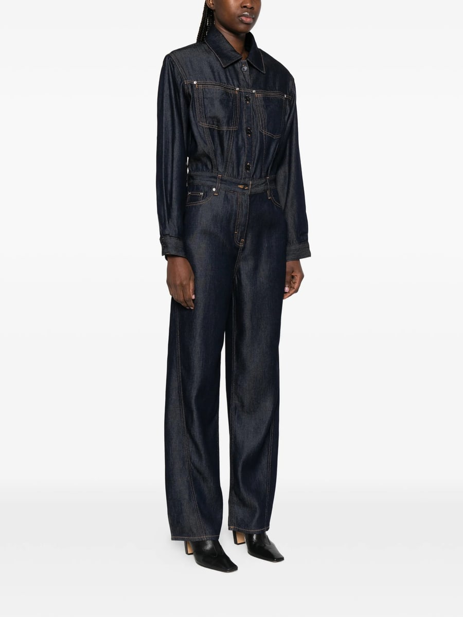 Iro Iro Long-sleeve Denim Jumpsuit, view 2