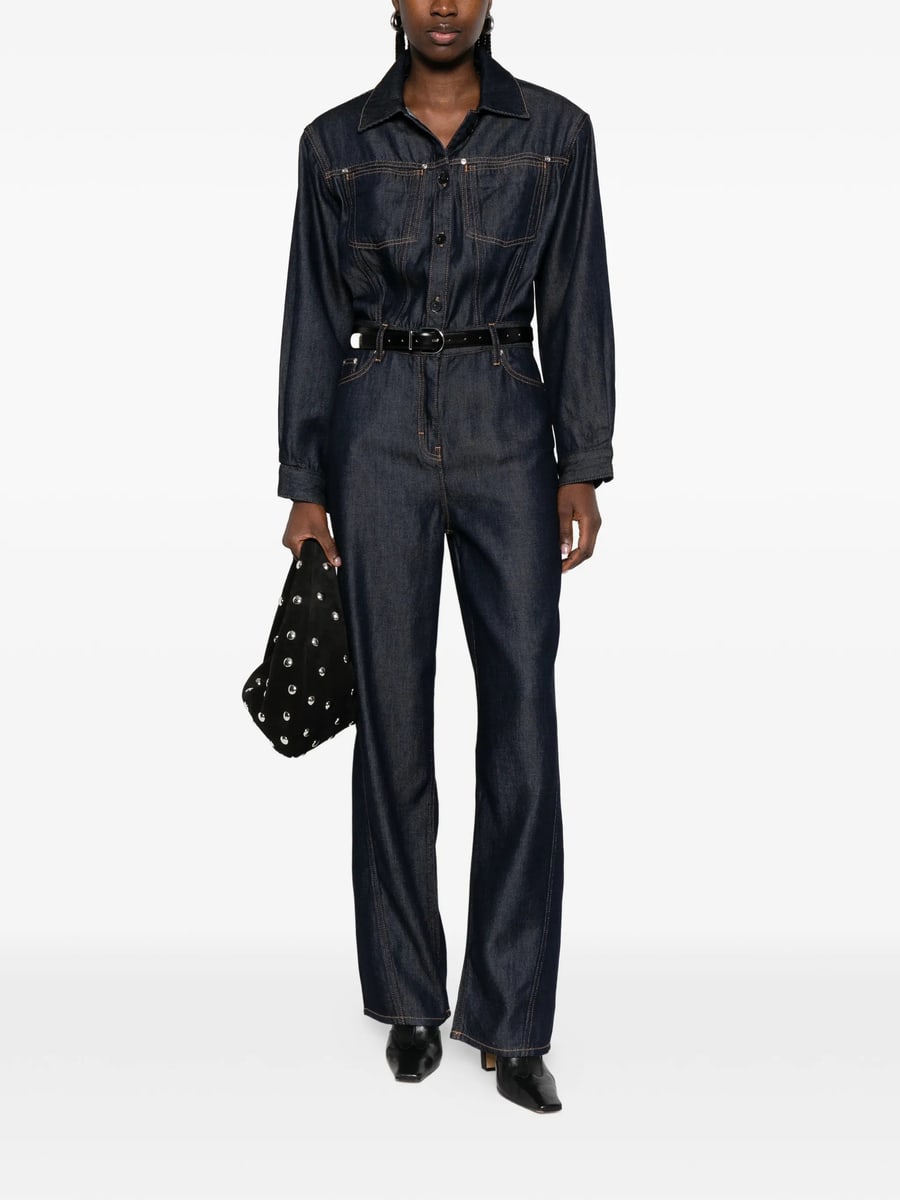 Iro Iro Long-sleeve Denim Jumpsuit, view 4