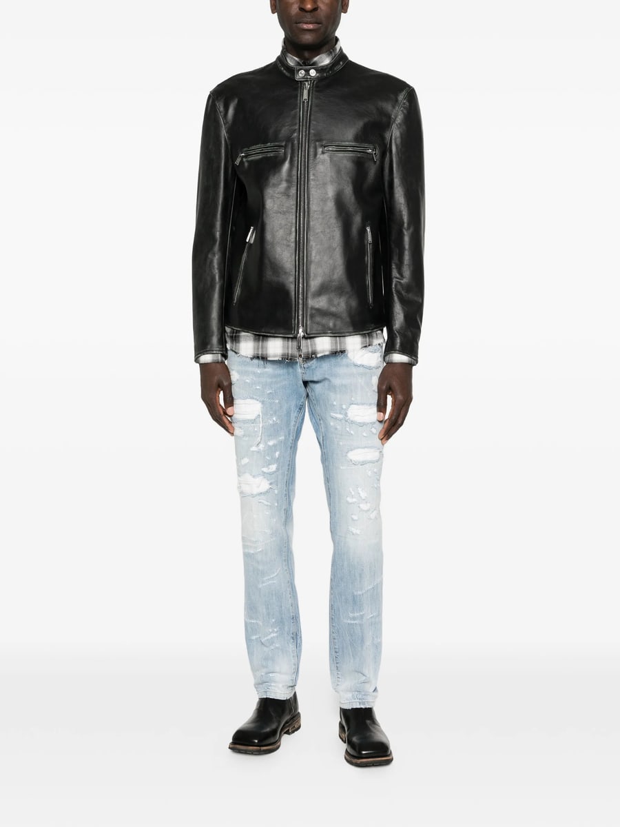 Dsquared2 Dsquared2 Bad Boy Zip-up Leather Jacket, view 2