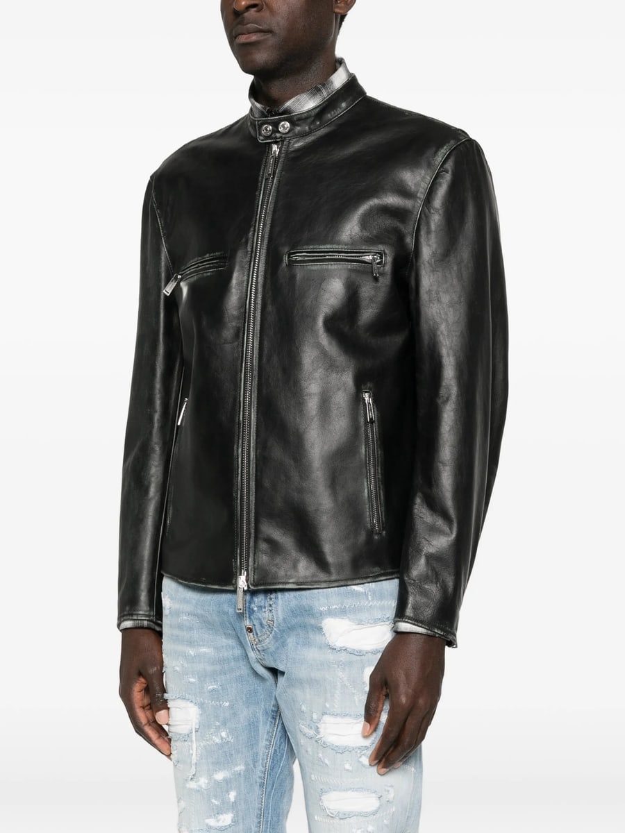 Dsquared2 Dsquared2 Bad Boy Zip-up Leather Jacket, view 3