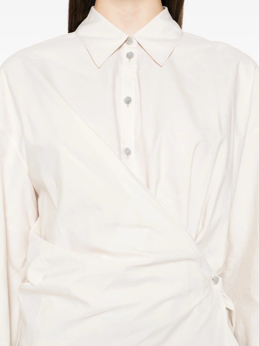 Lemaire Lemaire Straight Collar Twisted Shirt In Washed Cotton Silk, view 4