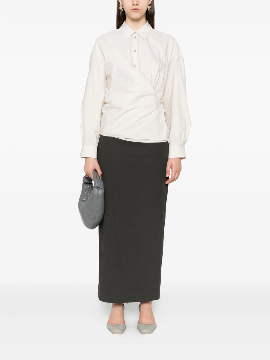 Lemaire Lemaire Straight Collar Twisted Shirt In Washed Cotton Silk, view 5