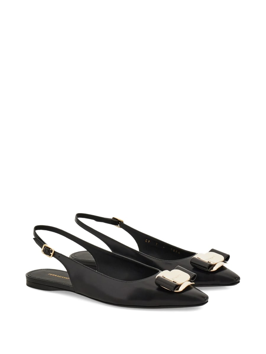 Ferragamo Ferragamo Vara Leather Flat Pumps