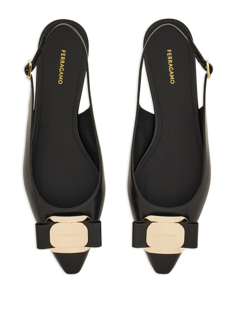 Ferragamo Ferragamo Vara Leather Flat Pumps, view 5