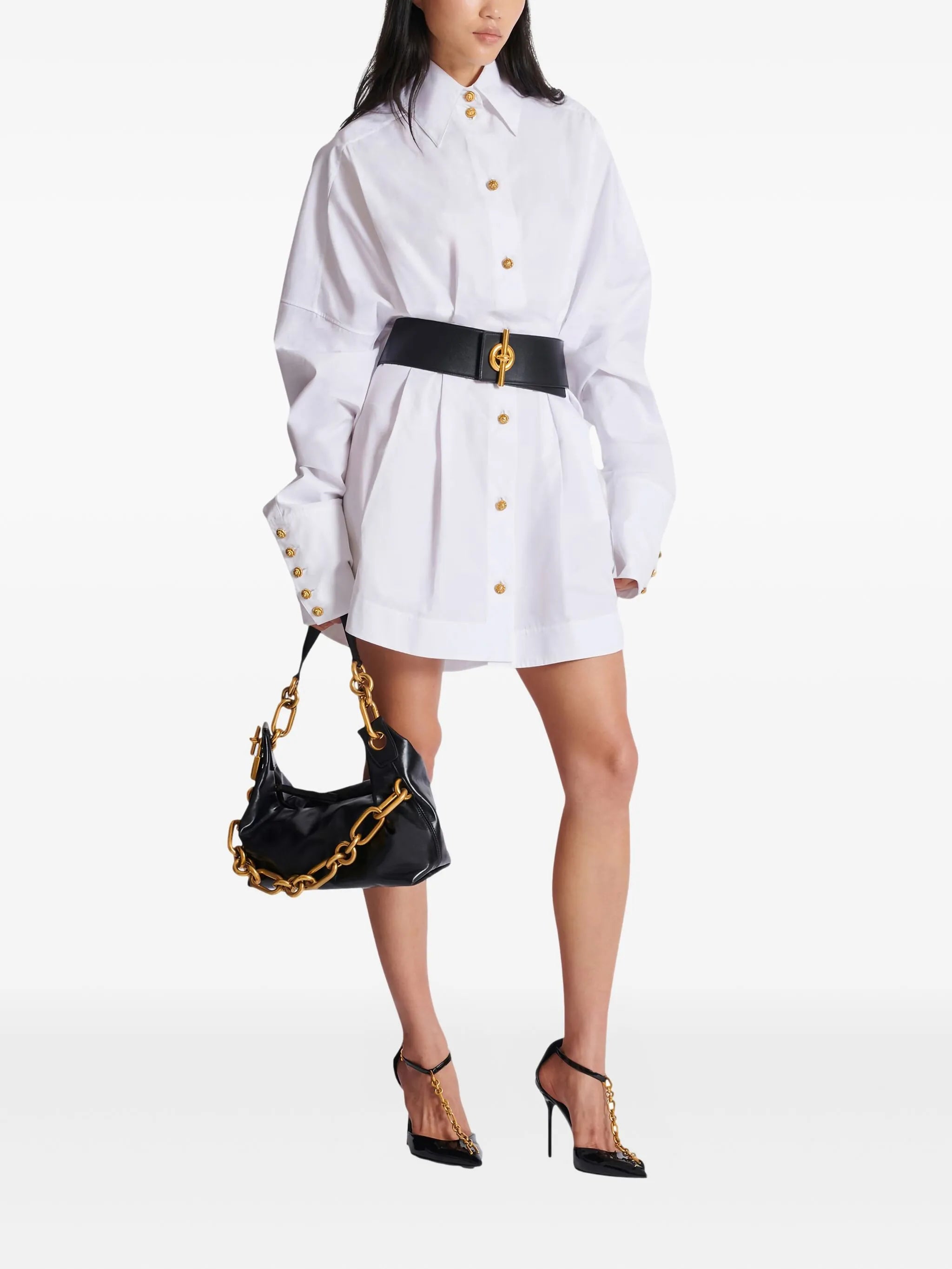 Balmain Balmain Buttoned Poplin Shirt Dress