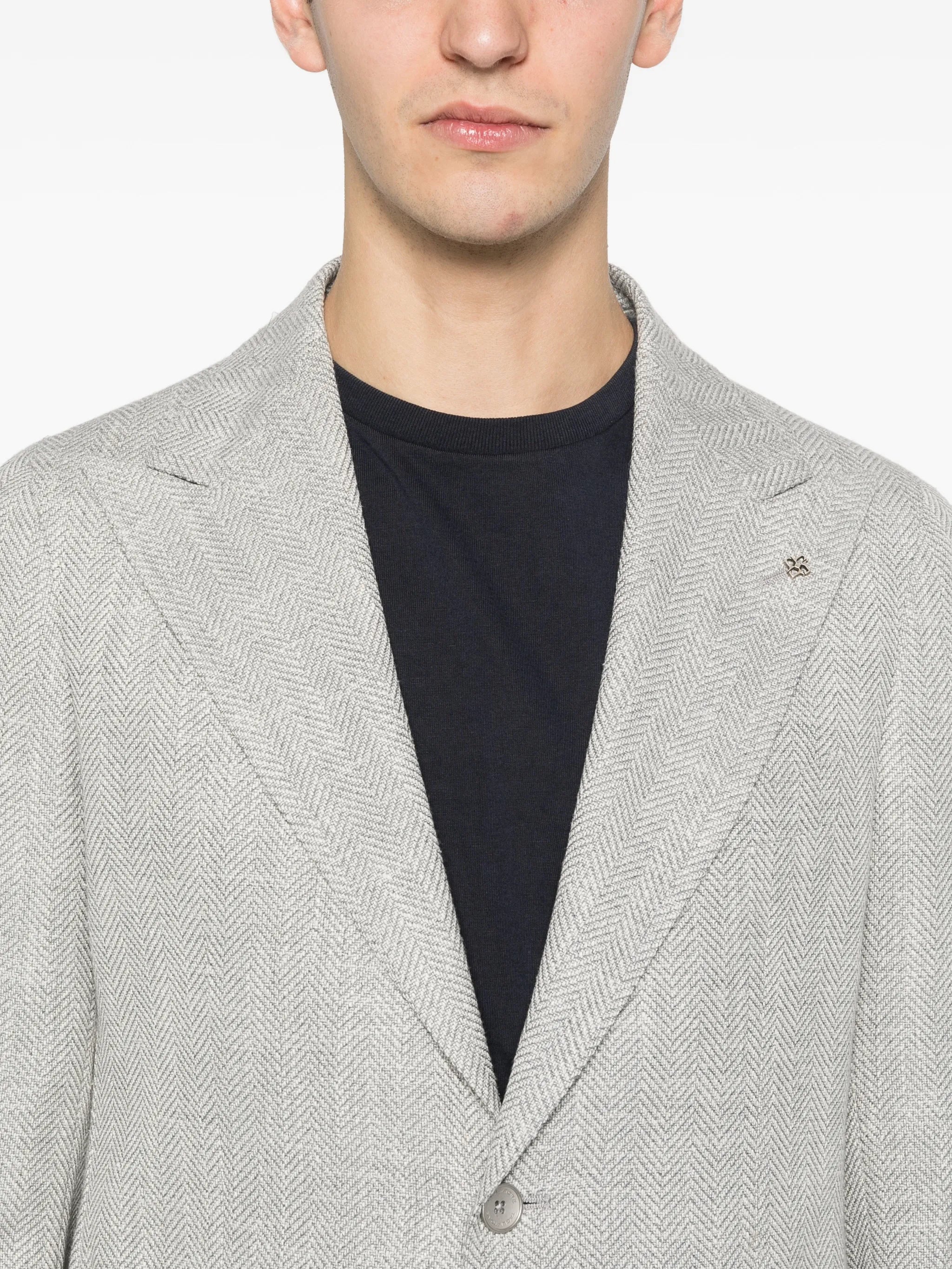 Tagliatore Tagliatore Herringbone-pattern Single-breasted Blazer, view 2