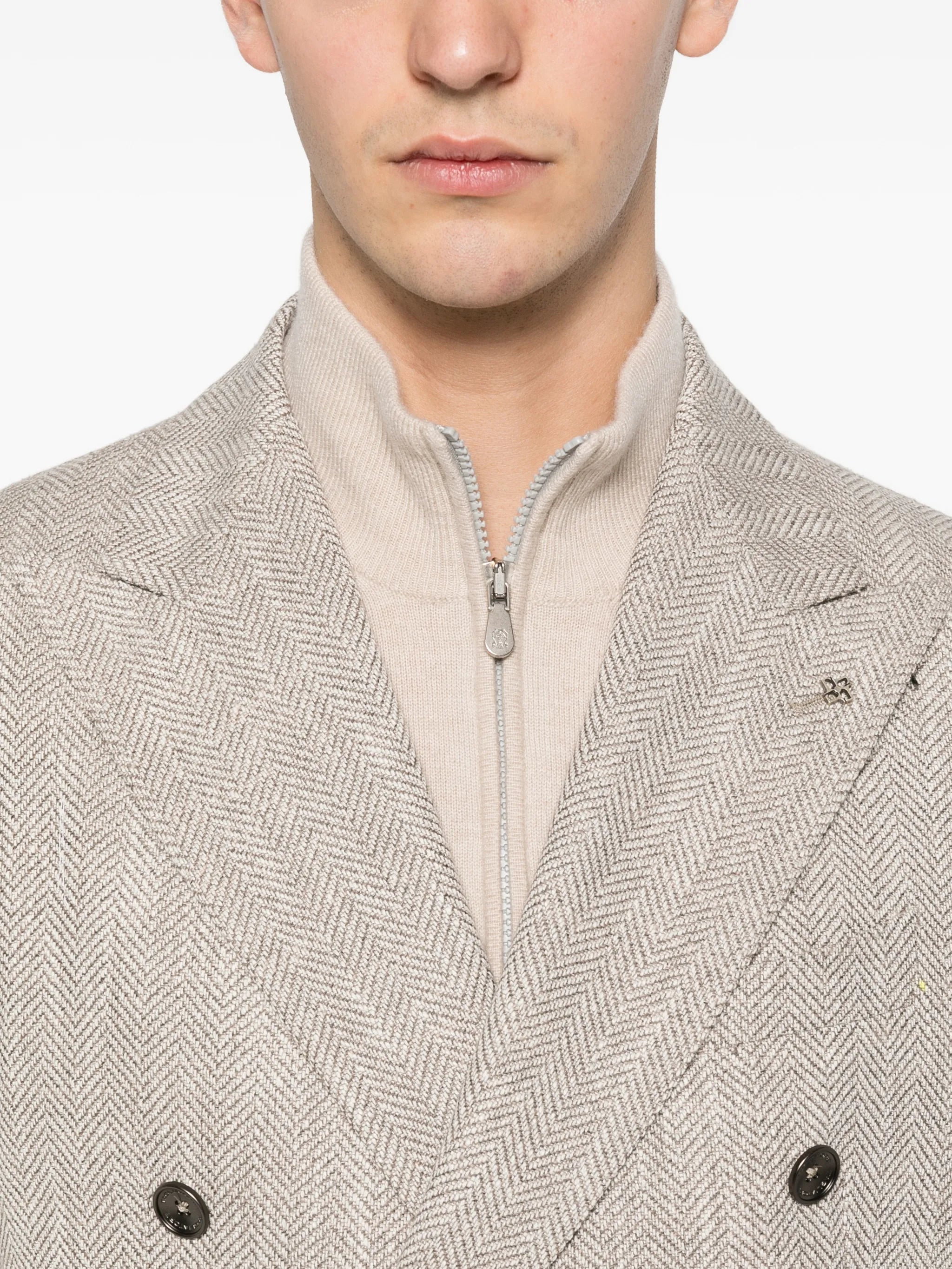 Tagliatore Tagliatore Double-breasted Herringbone Blazer, view 2