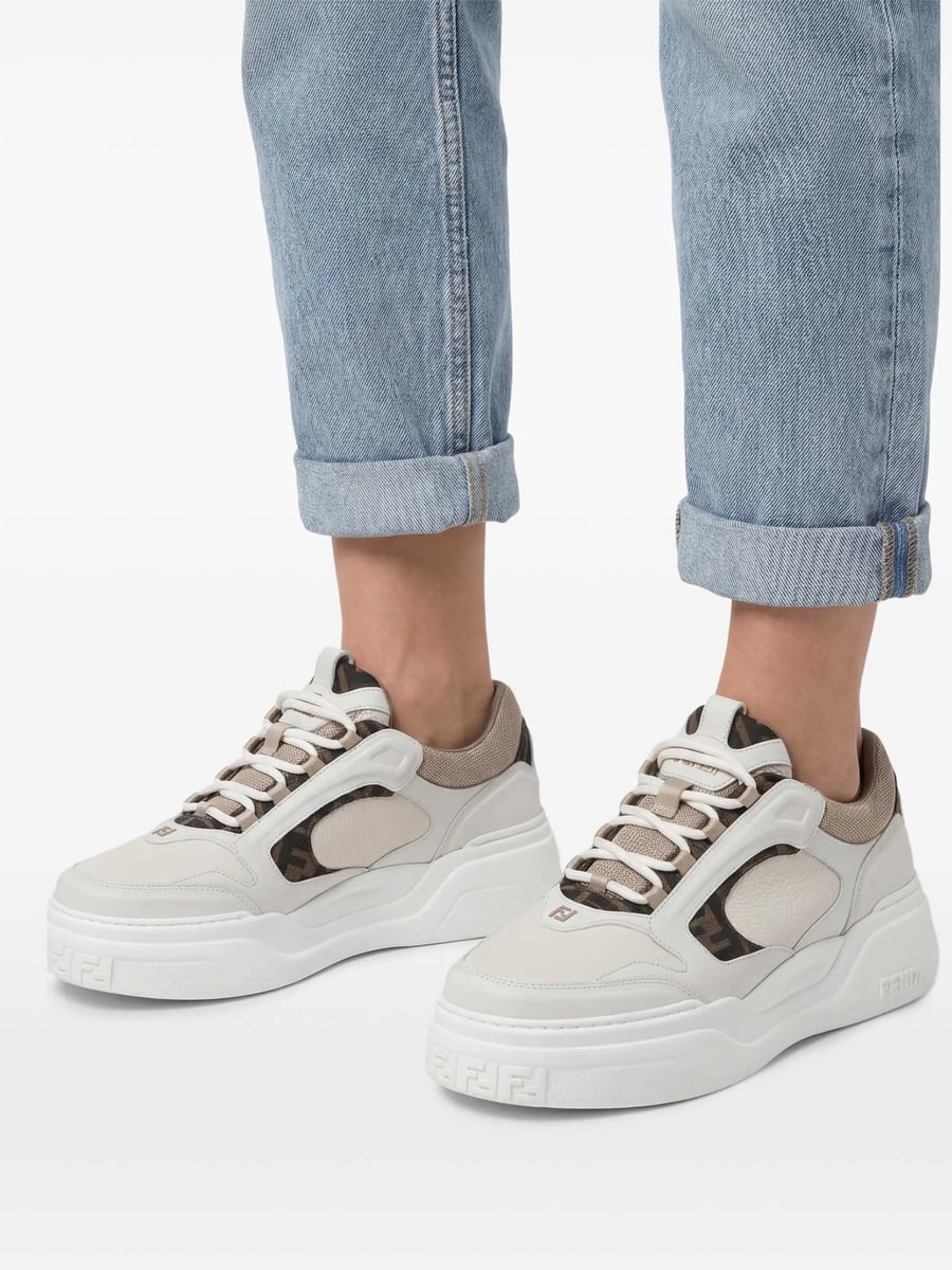 Fendi Fendi Monogram-pattern Panelled Sneakers, view 5