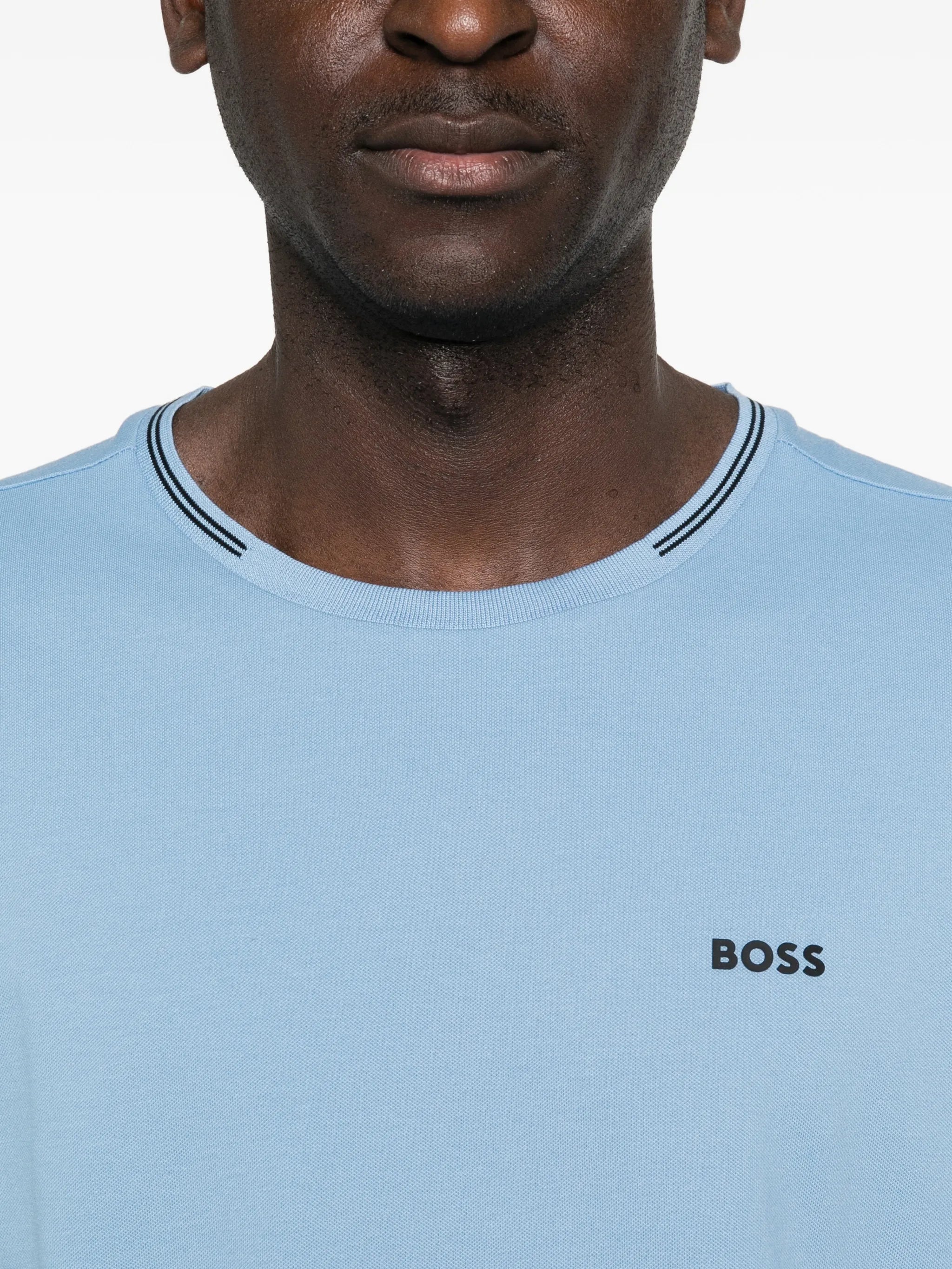 Boss Boss Stretch-cotton T-shirt With Stripes And Logo, view 2