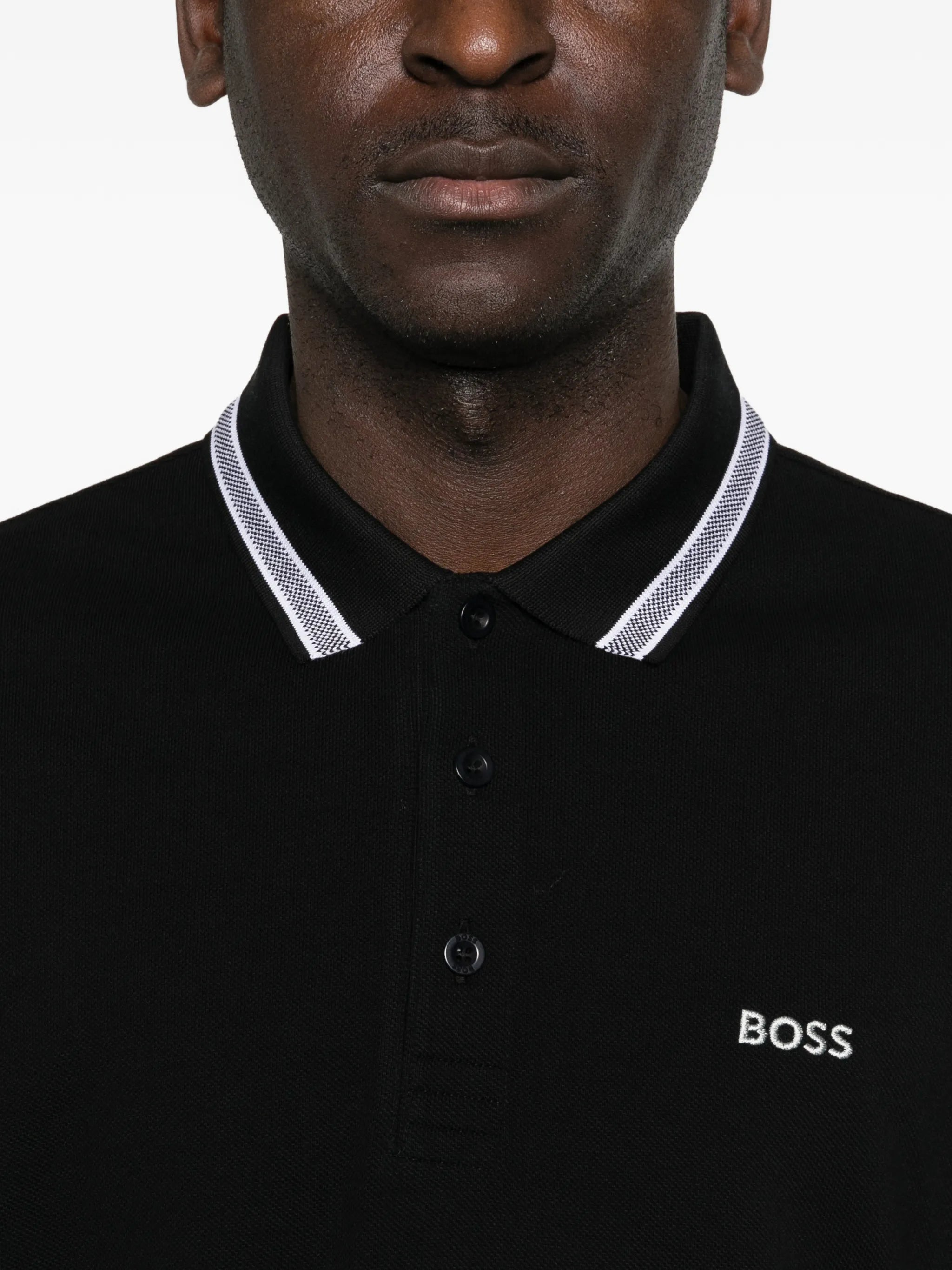 Boss Boss Long-sleeved Cotton Piqué Polo Shirt, view 2