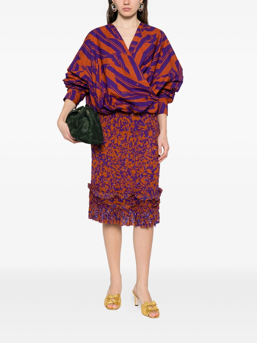Dries Van Noten Dries Van Noten Printed V-neck Blouse, view 2