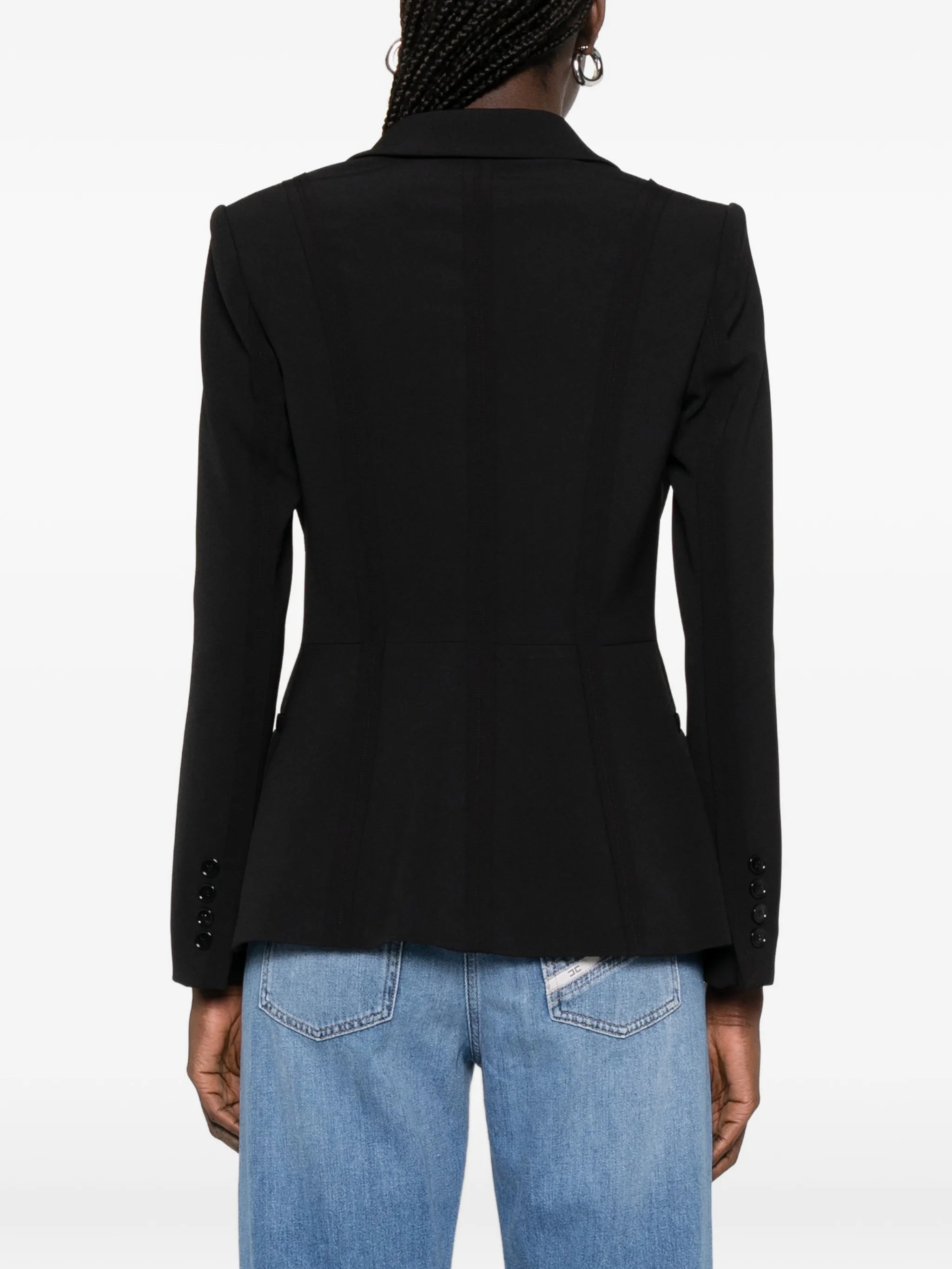 Elisabetta Franchi Elisabetta Franchi Jacket In Lightweight Crêpe Fabric With Raw-edge Fabric, view 2