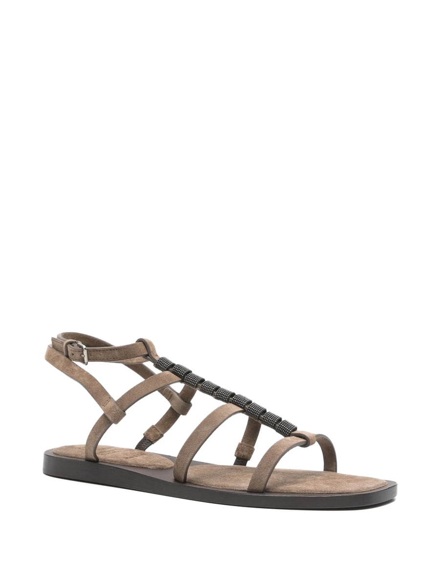 Brunello Cucinelli Brunello Cucinelli Beaded Strappy Sandals, view 3