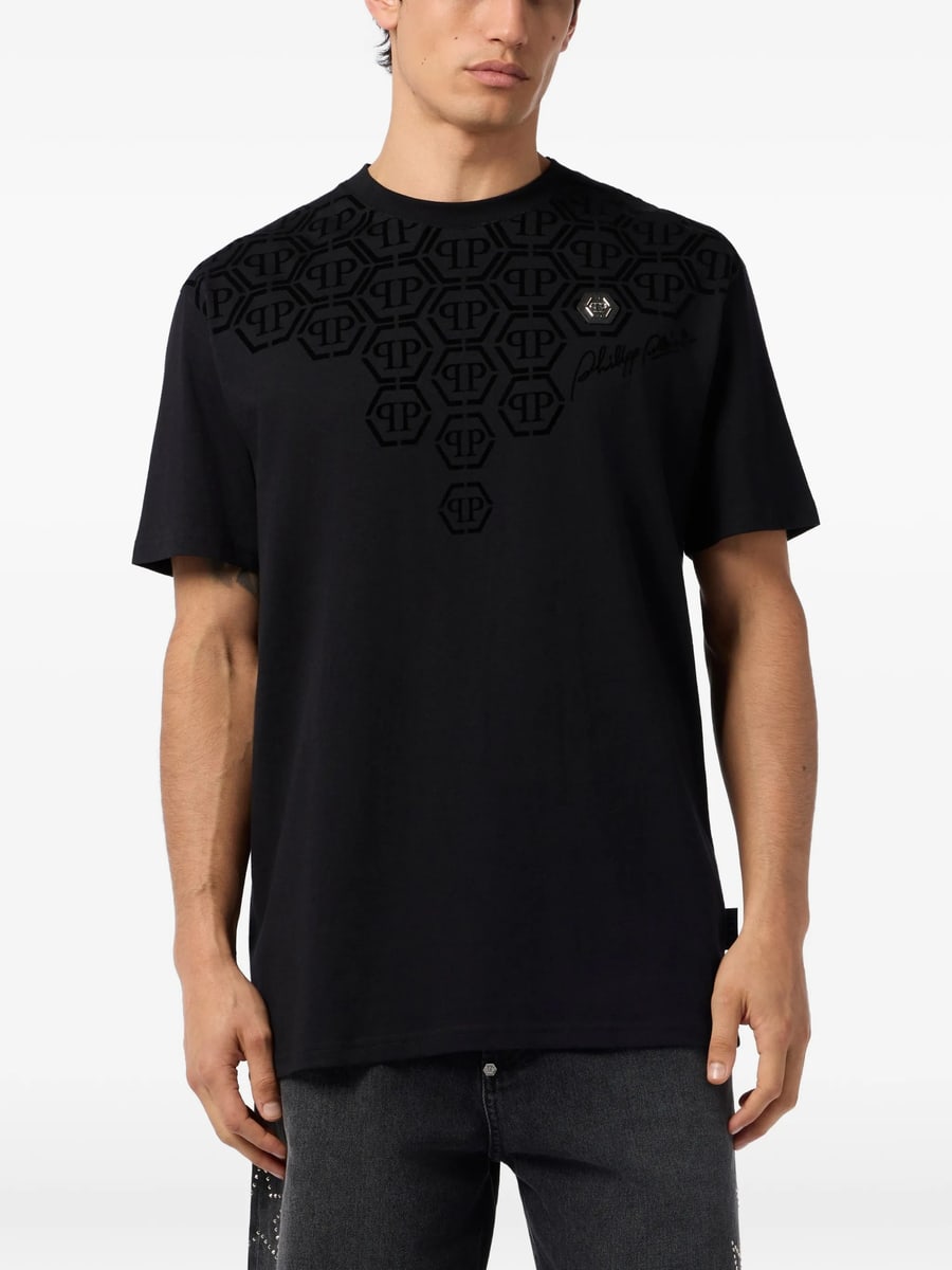 Philipp Plein Philipp Plein Logo-pattern T-shirt, view 3
