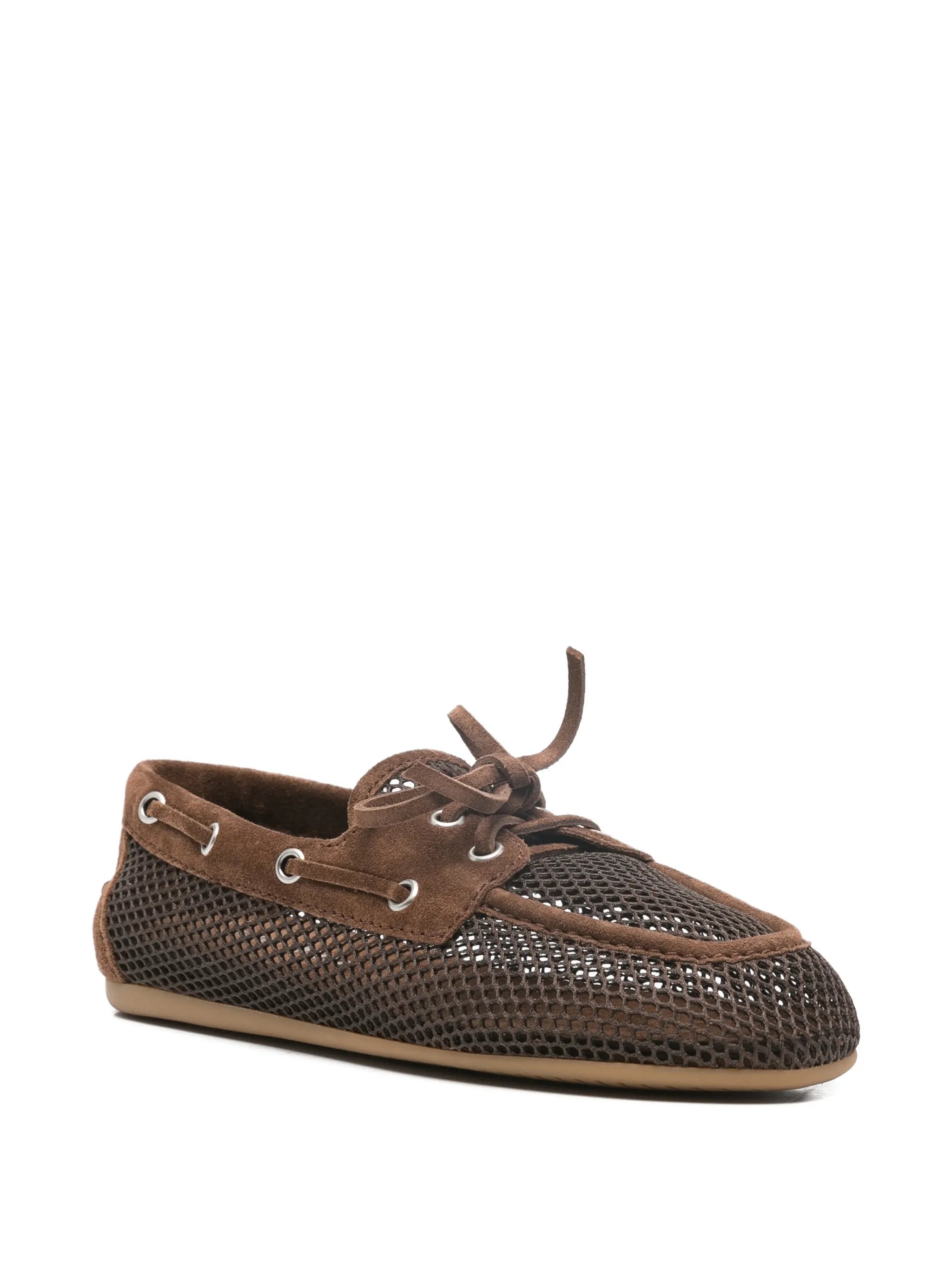 Miu Miu Miu Miu Mesh And Suede Deck Shoes, view 2