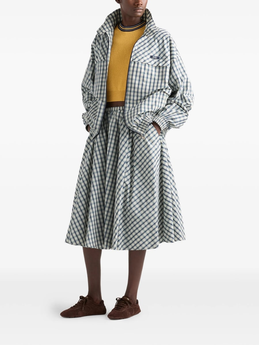 Prada Prada Full Checked Chambray Skirt, view 2
