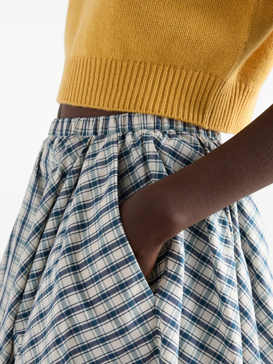 Prada Prada Full Checked Chambray Skirt, view 3