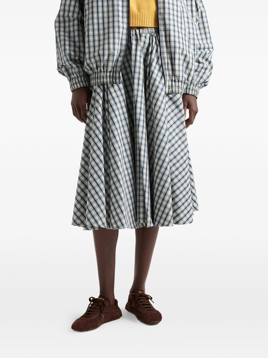 Prada Prada Full Checked Chambray Skirt, view 5