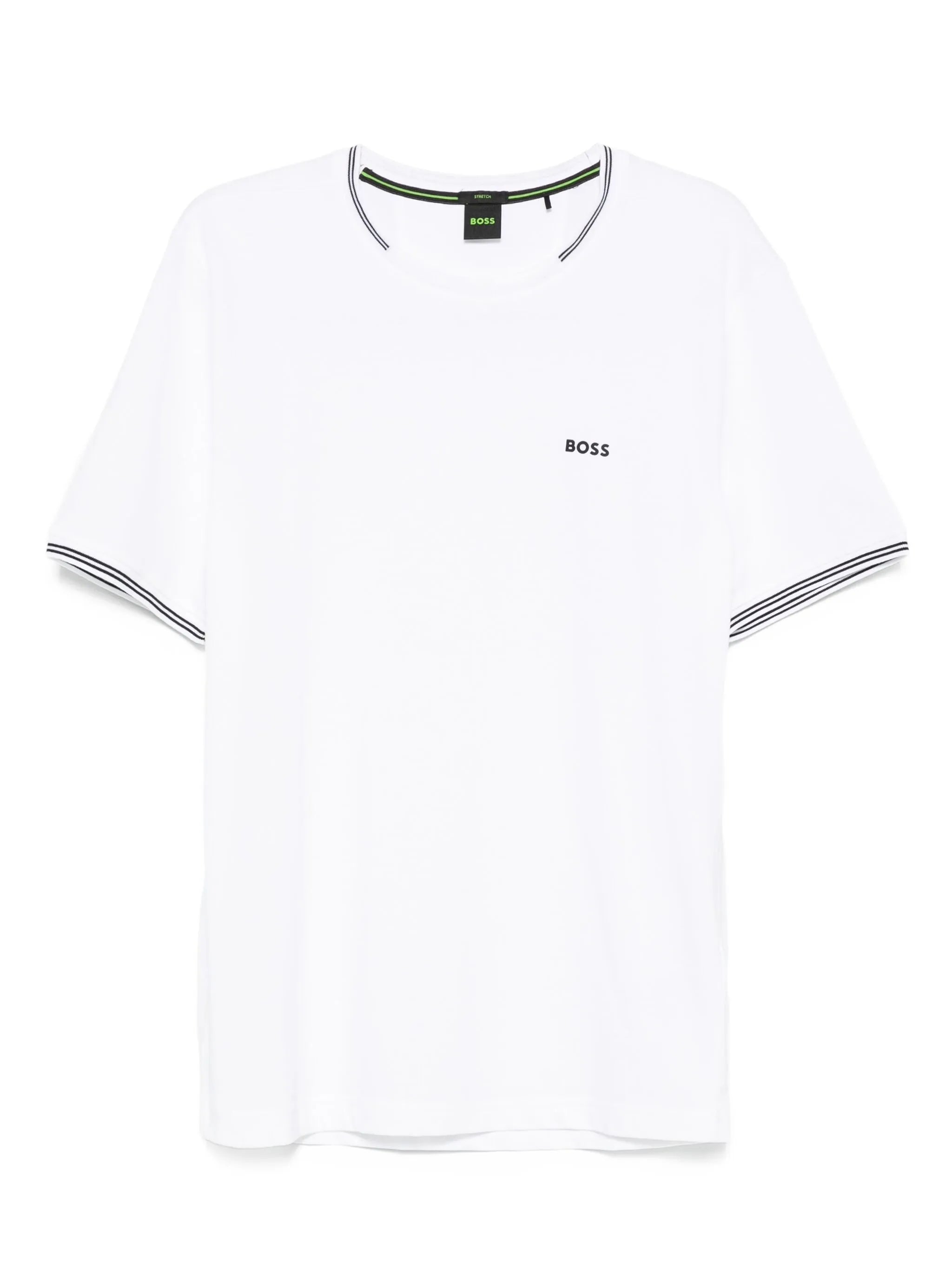 Boss Boss Stretch-cotton T-shirt With Stripes And Logo