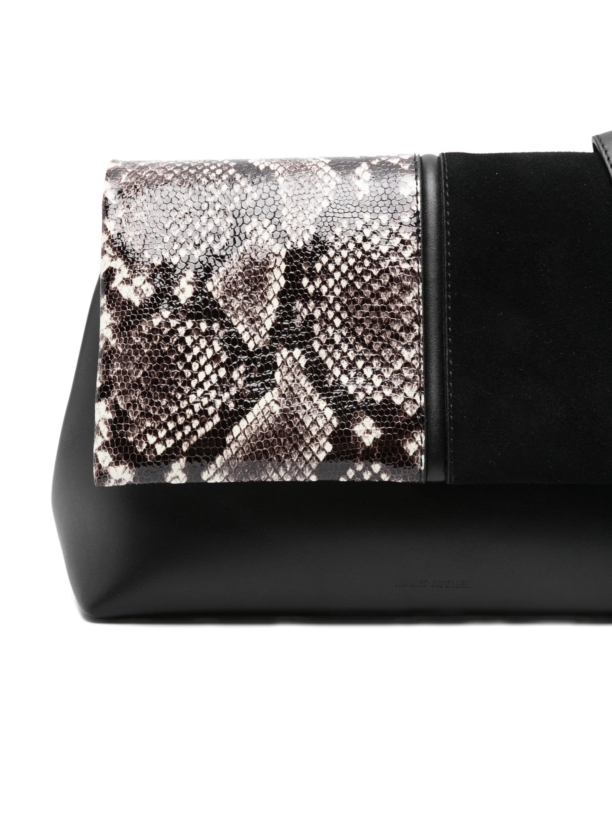 Manu Atelier Manu Atelier The Fold Snakeskin-pattern Clutch Bag, view 2