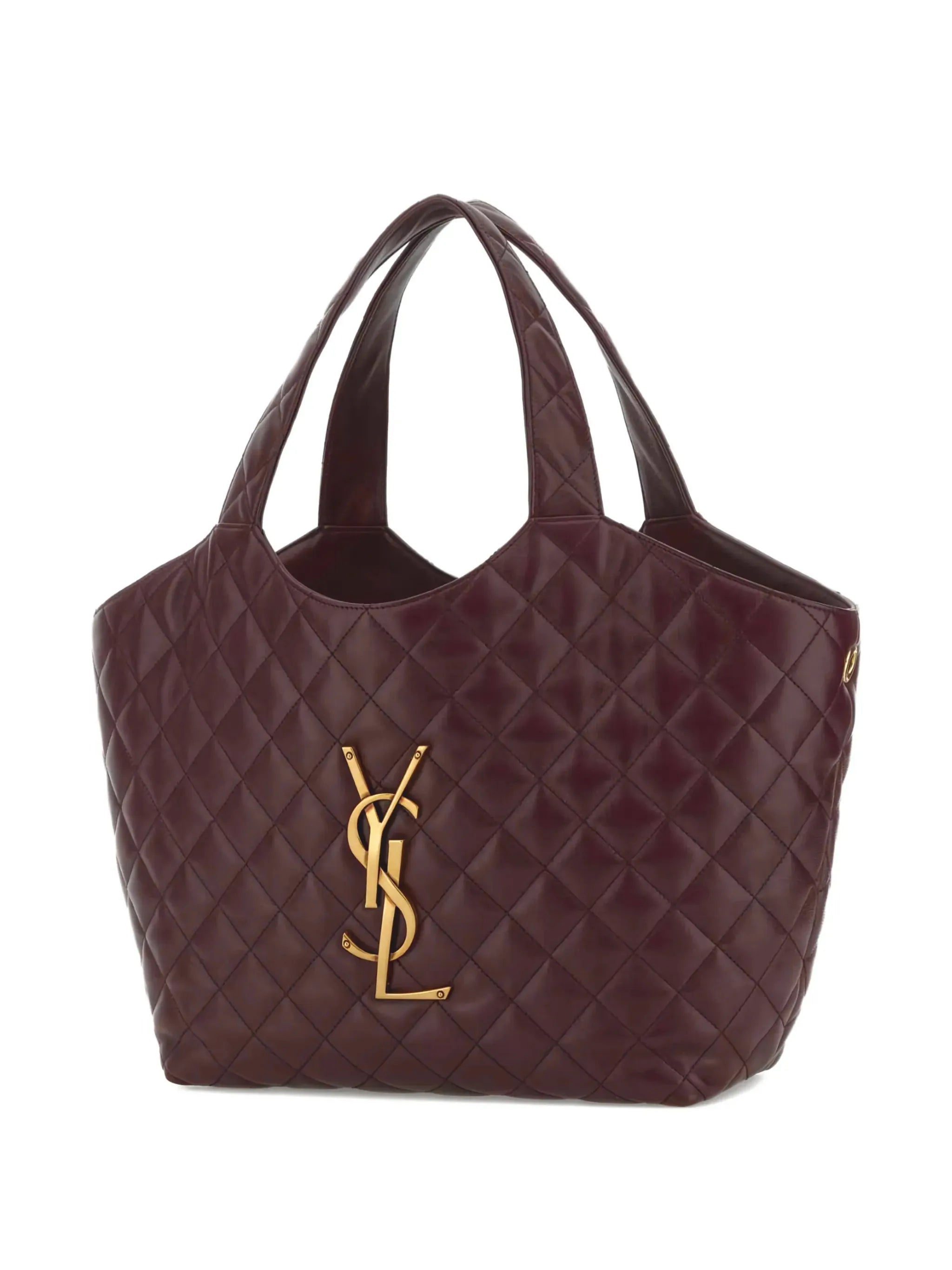 Saint Laurent Saint Laurent Quilted Logo Leather Shopping Tote Bag, view 2