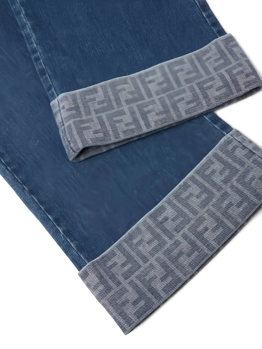Fendi Fendi Logo-pattern Wide-leg Jeans, view 2