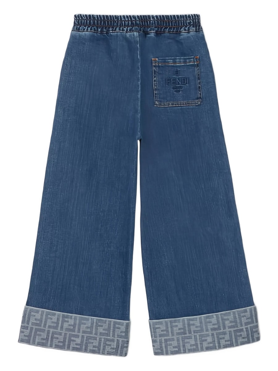 Fendi Fendi Logo-pattern Wide-leg Jeans, view 3