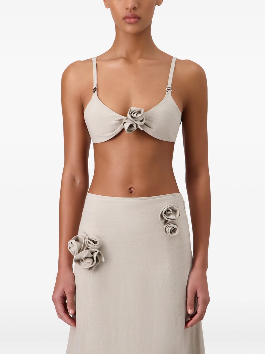 Coperni Coperni Flower Gathered Bikini Top, view 2