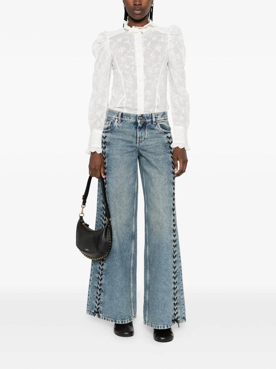 Isabel Marant Isabel Marant Zorica Embroidered Silk And Cotton Blouse, view 2