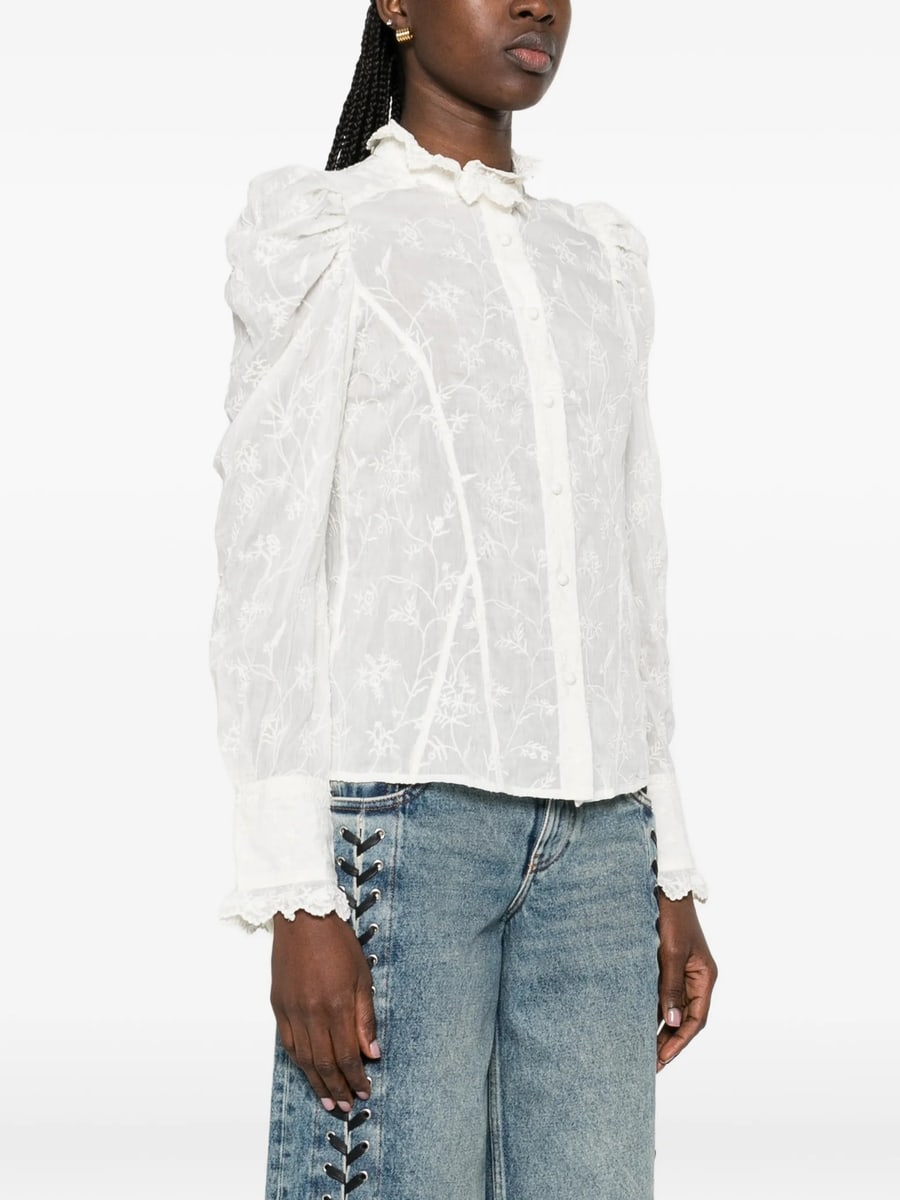 Isabel Marant Isabel Marant Zorica Embroidered Silk And Cotton Blouse, view 4