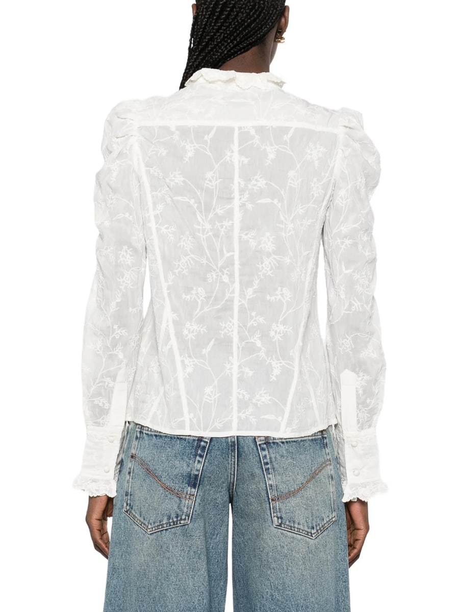 Isabel Marant Isabel Marant Zorica Embroidered Silk And Cotton Blouse, view 5