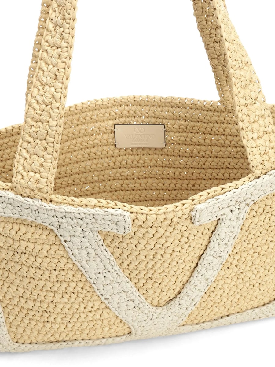 Valentino Garavani Valentino Garavani Viva Superstar Medium Shopping Bag In Raffia, view 5