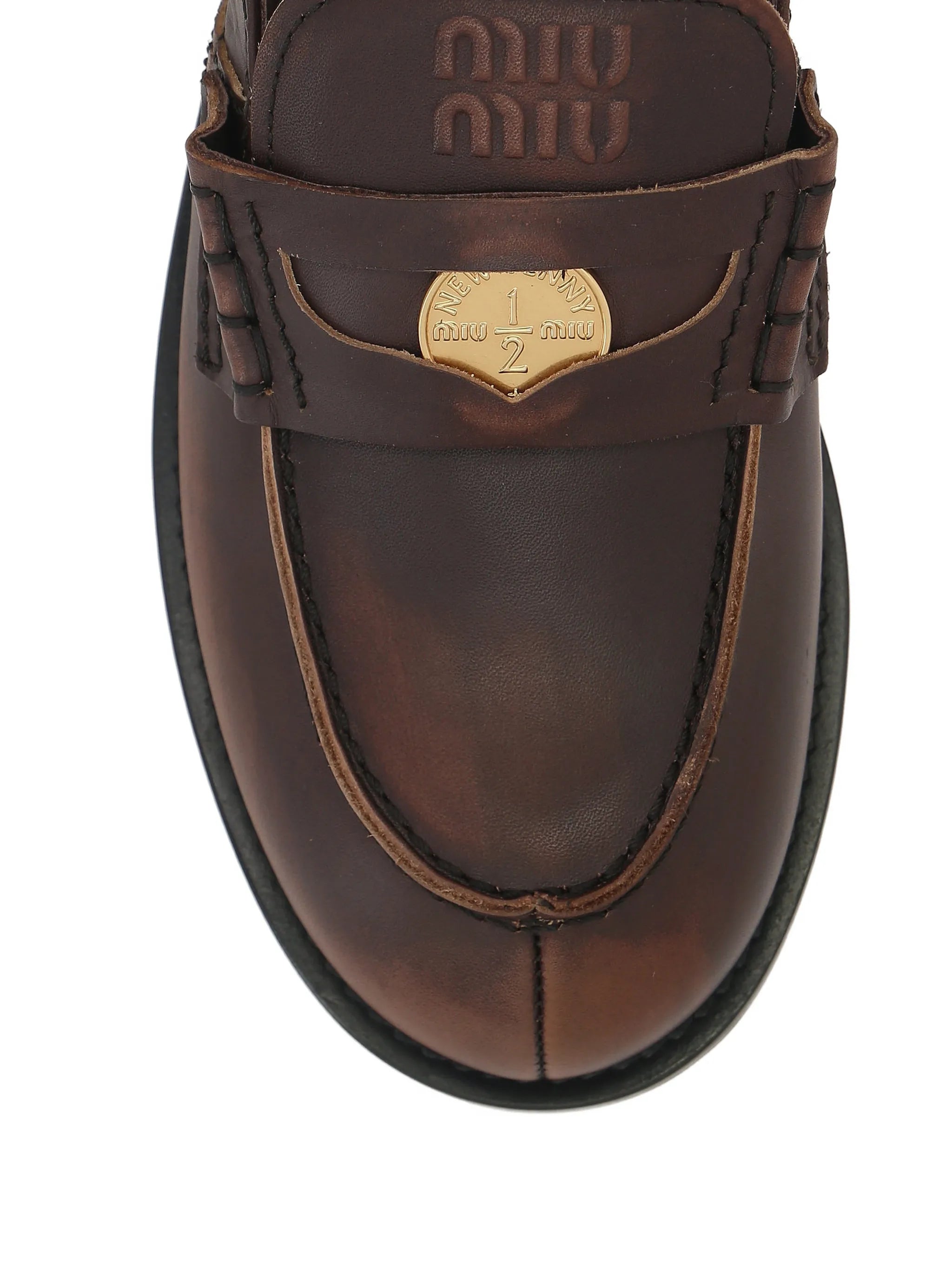 Miu Miu Miu Miu Logo-detail Slingback Loafers, view 2