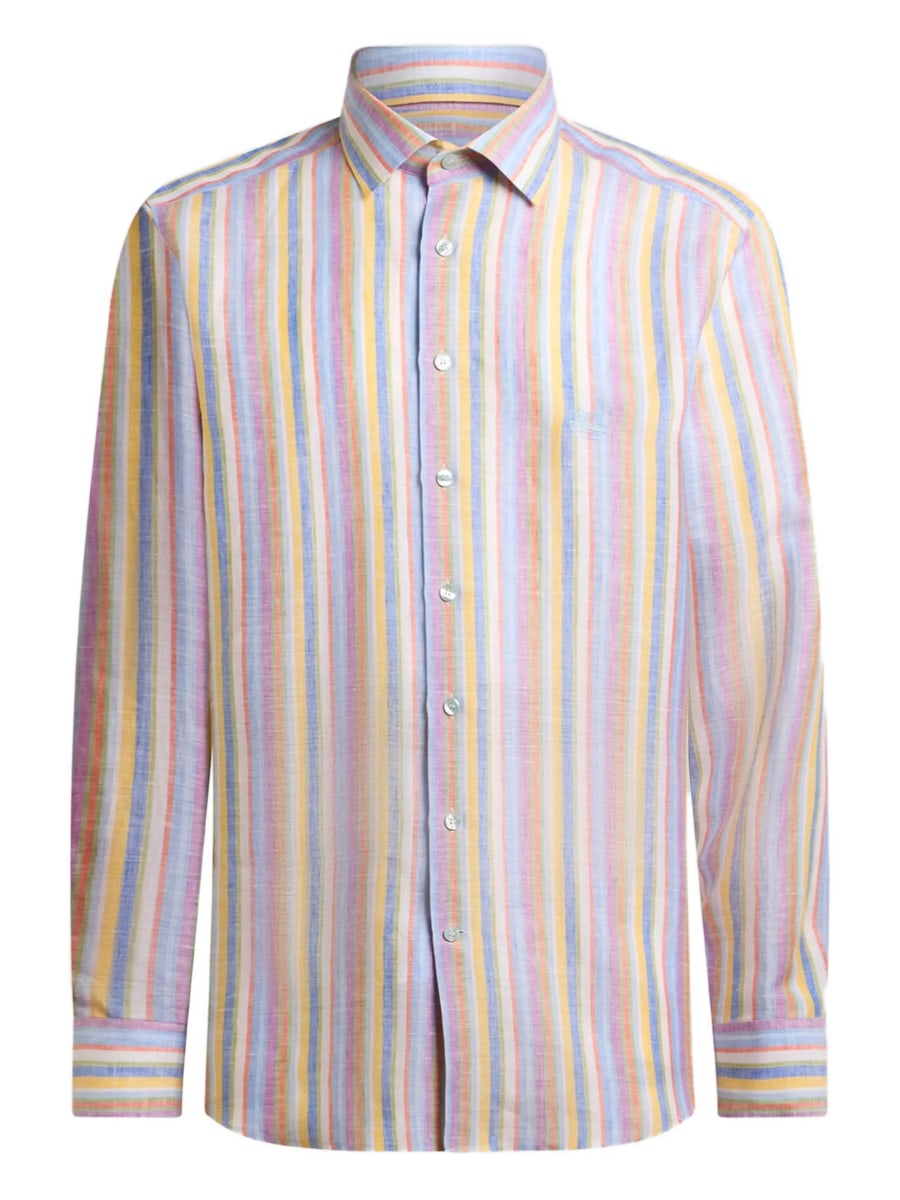 Etro Etro Multicoloured Striped Linen Shirt