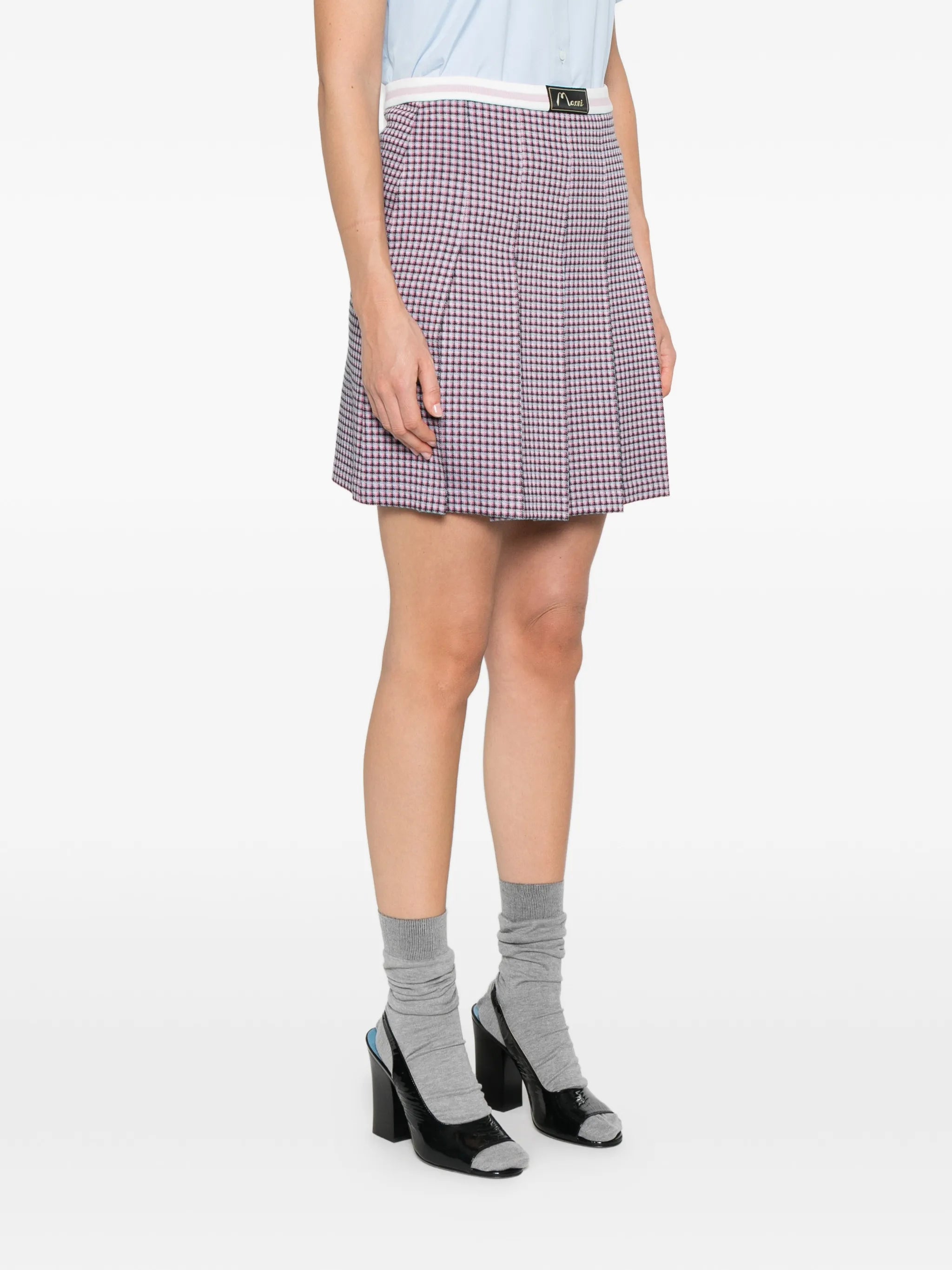 Marni Marni Check-patten Pleated Skirt, view 2