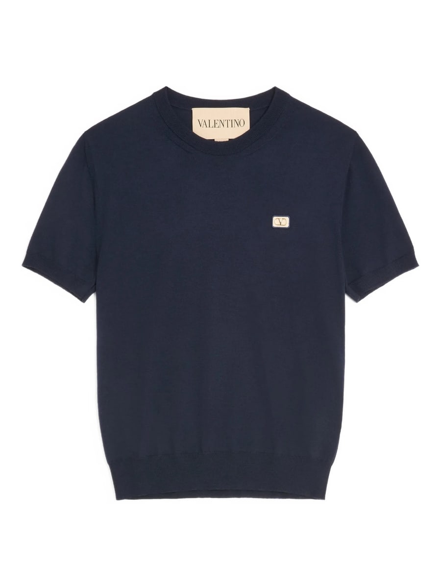 Valentino Valentino Wool T-shirt With VLogo Patch