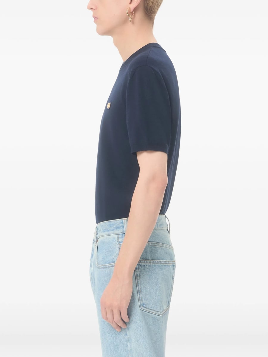 Valentino Valentino Wool T-shirt With VLogo Patch, view 2