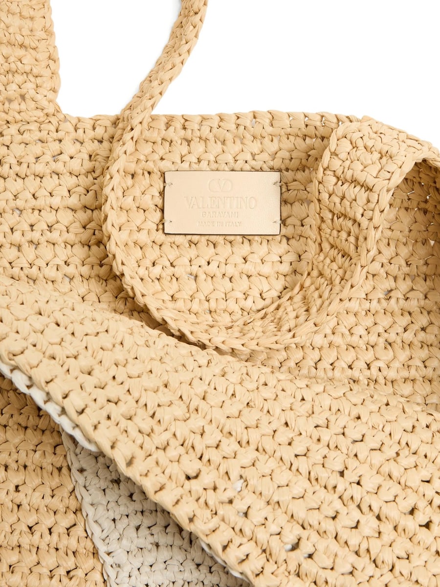 Valentino Garavani Valentino Garavani Viva Superstar Large Raffia Shopping Bag, view 2