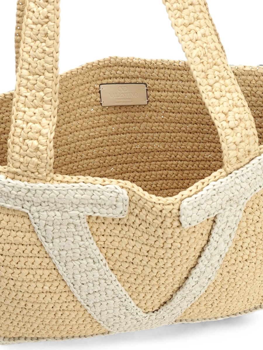 Valentino Garavani Valentino Garavani Viva Superstar Large Raffia Shopping Bag, view 5
