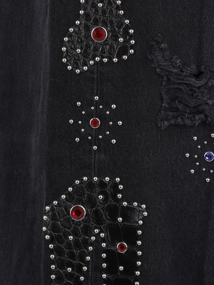 Amiri Amiri Studded Ripped Wide-leg Jeans, view 2