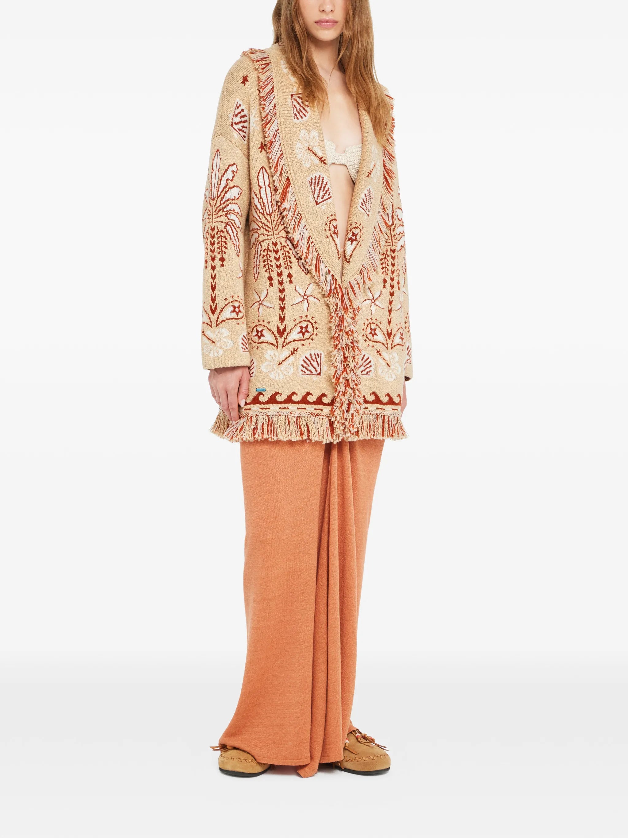 Alanui Alanui Echoes Of The Island Fringed Cardi-coat