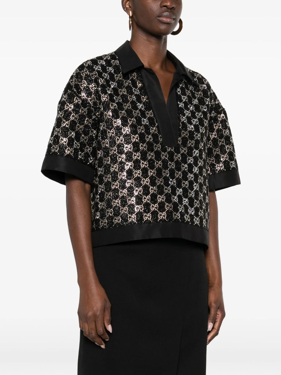 Gucci Gucci Sequin V-neck Top, view 3