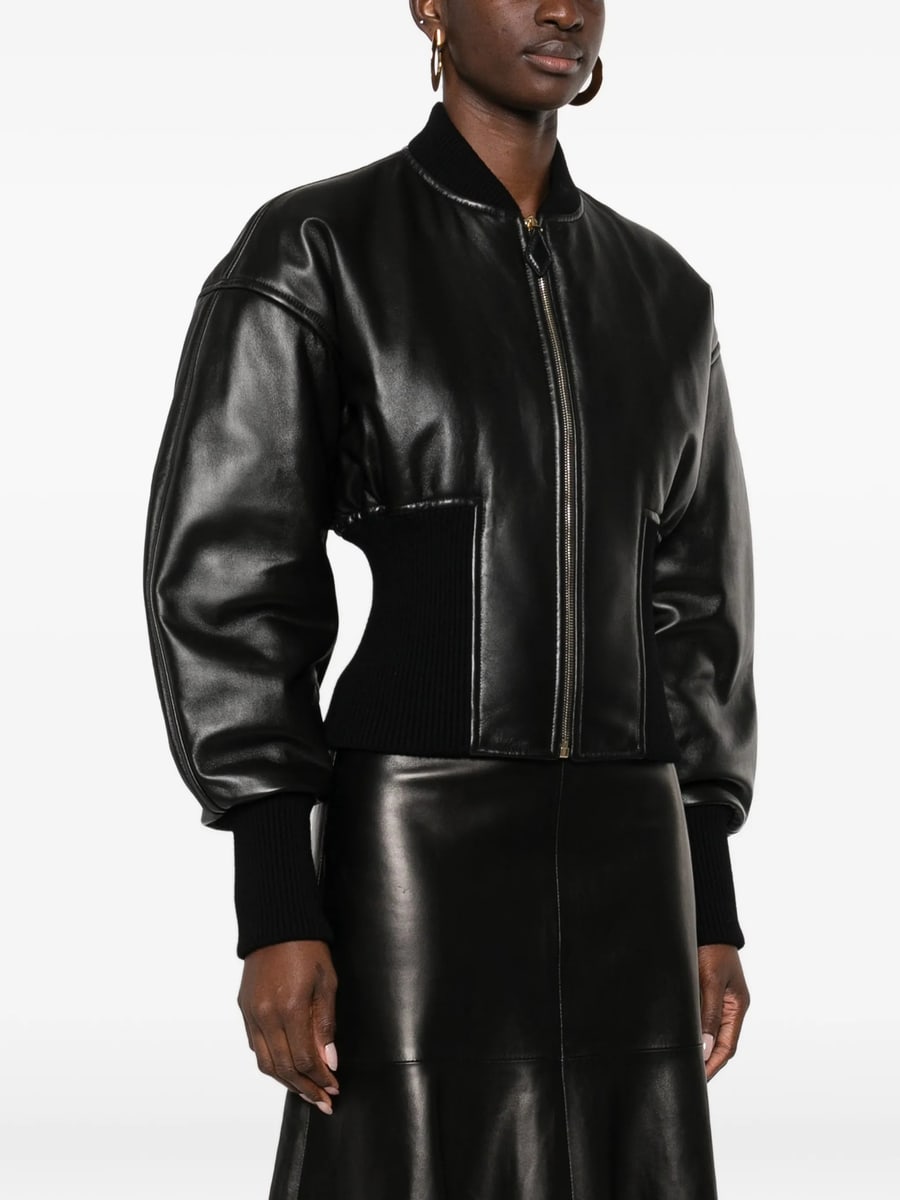 Alaïa Alaïa Rib-knit Leather Jacket, view 3