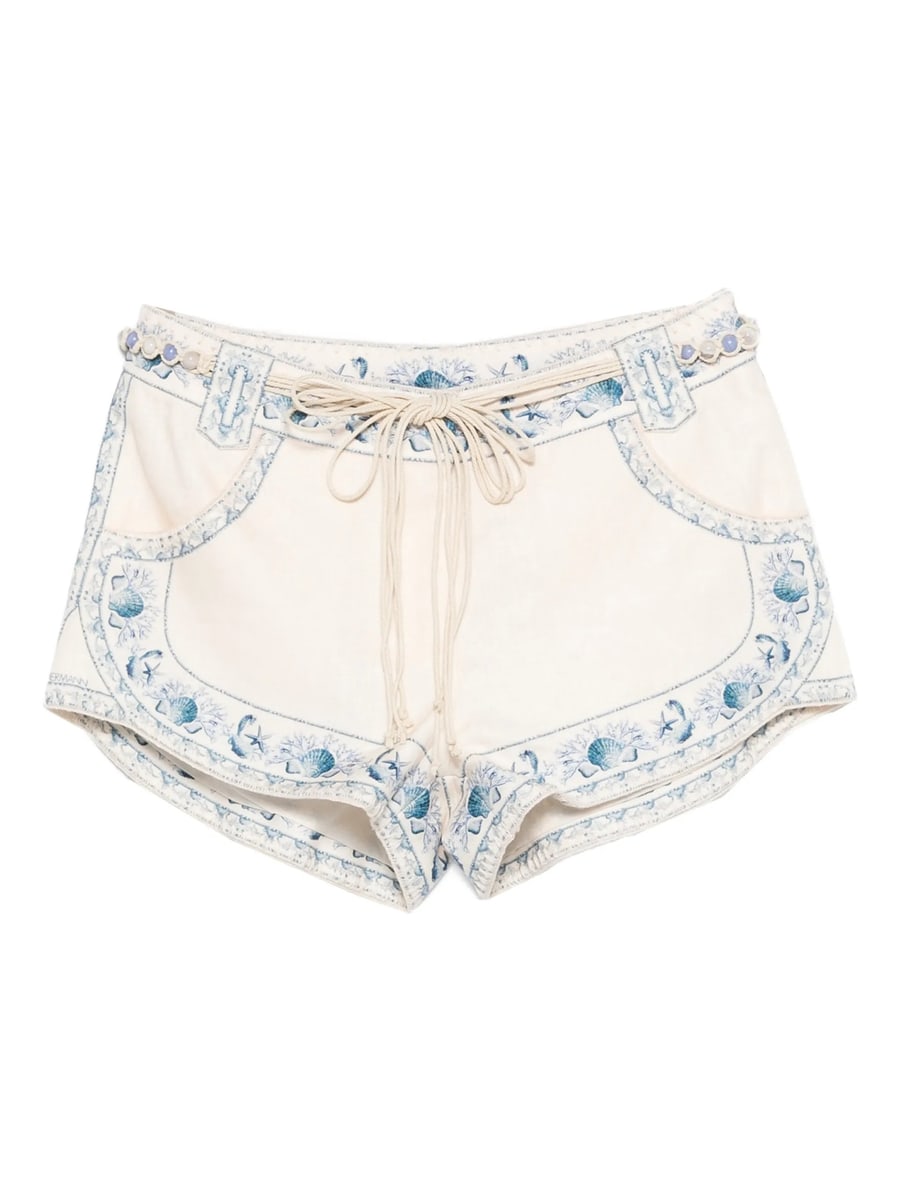 Zimmermann Zimmermann Drawstring Embroidered Shorts