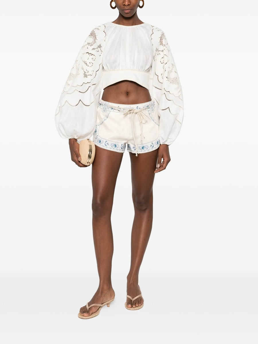 Zimmermann Zimmermann Drawstring Embroidered Shorts, view 2
