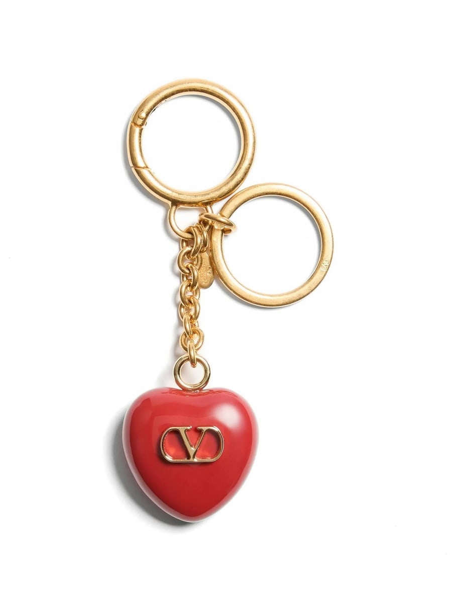 Valentino Garavani Valentino Garavani Coeur Royal Bag Charm With Key Ring In Metal And Enamel