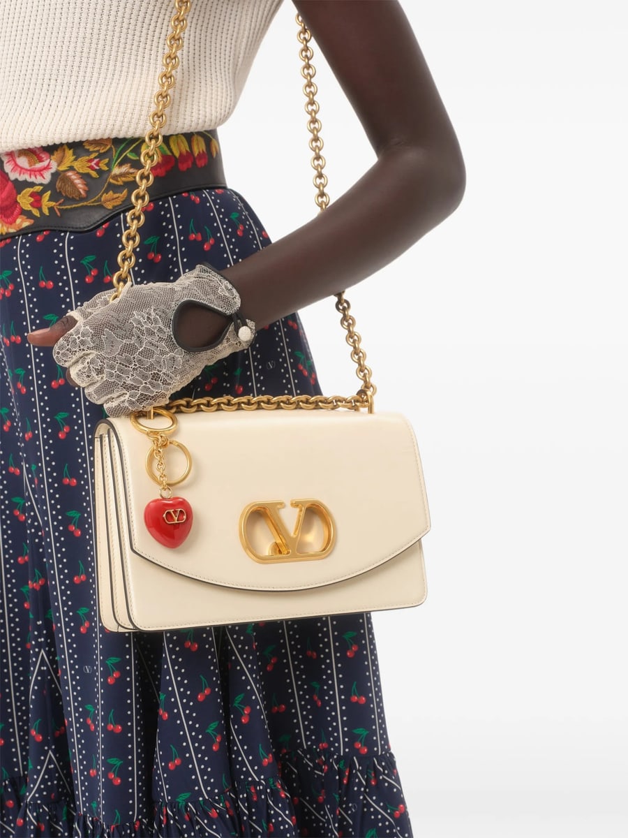 Valentino Garavani Valentino Garavani Coeur Royal Bag Charm With Key Ring In Metal And Enamel, view 2