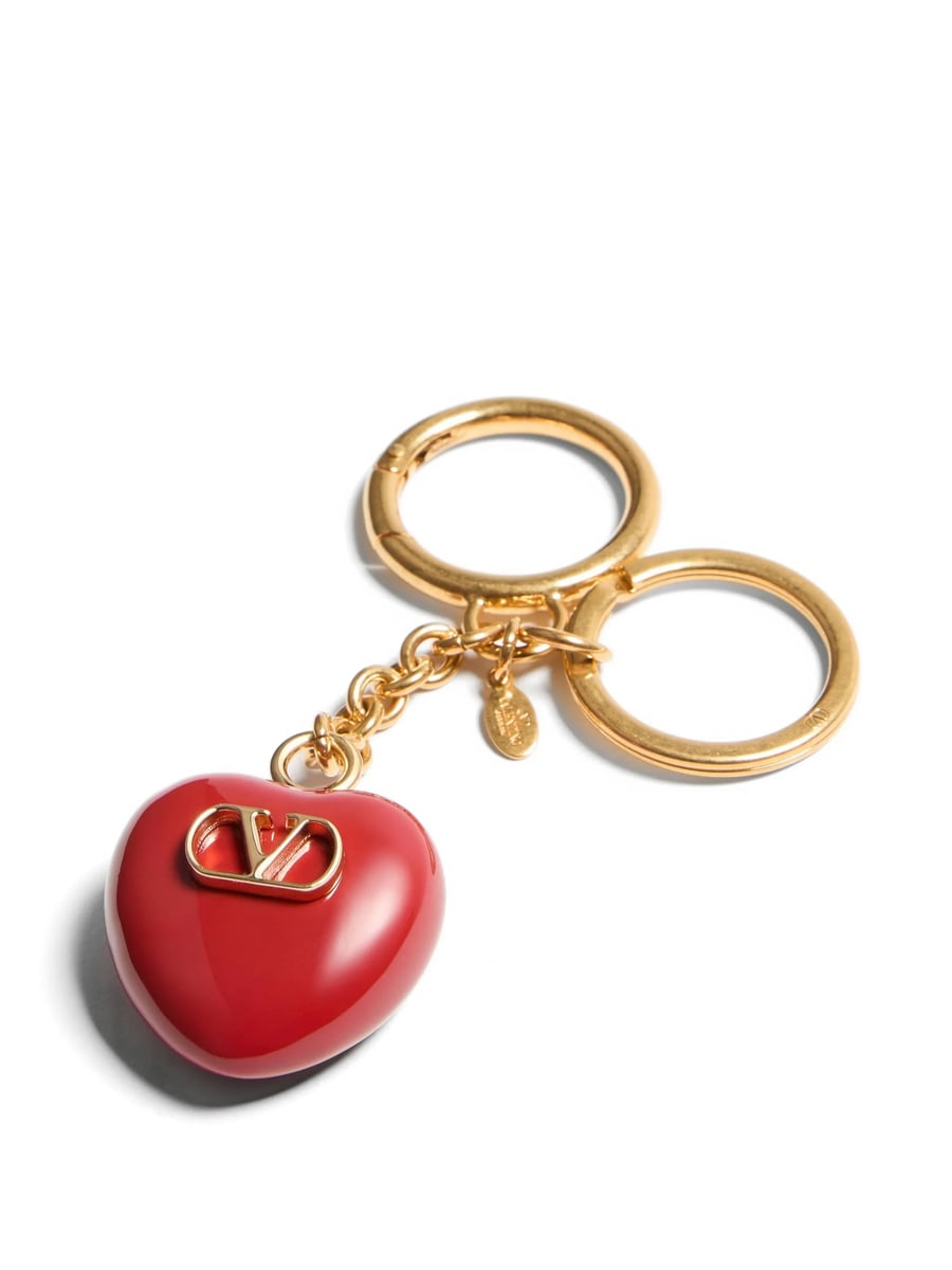Valentino Garavani Valentino Garavani Coeur Royal Bag Charm With Key Ring In Metal And Enamel, view 4