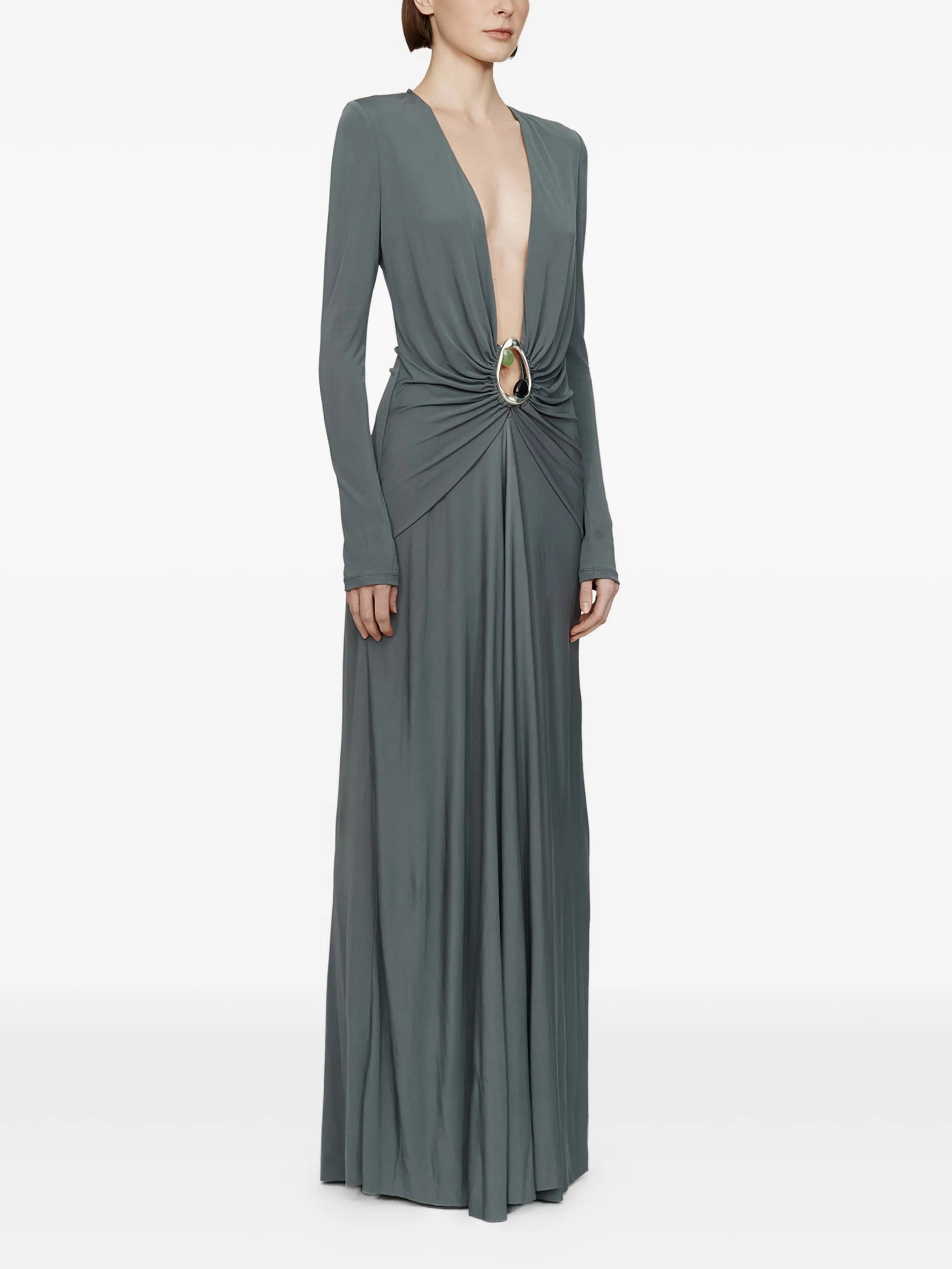 Christopher Esber Christopher Esber Orica Ruched V-neck Maxi Dress